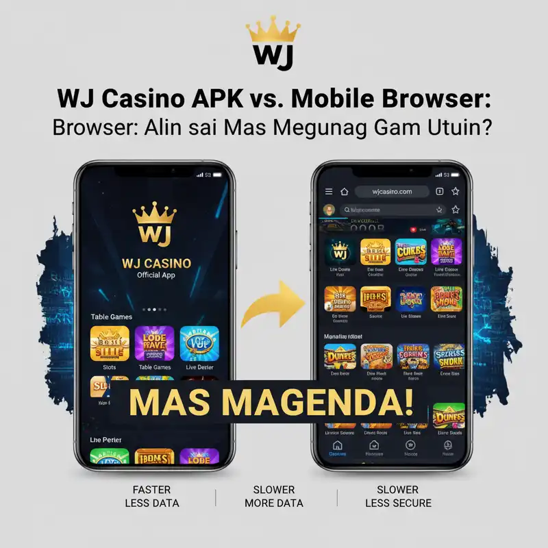 WJ Casino APK vs Mobile Browser Comparison Banner